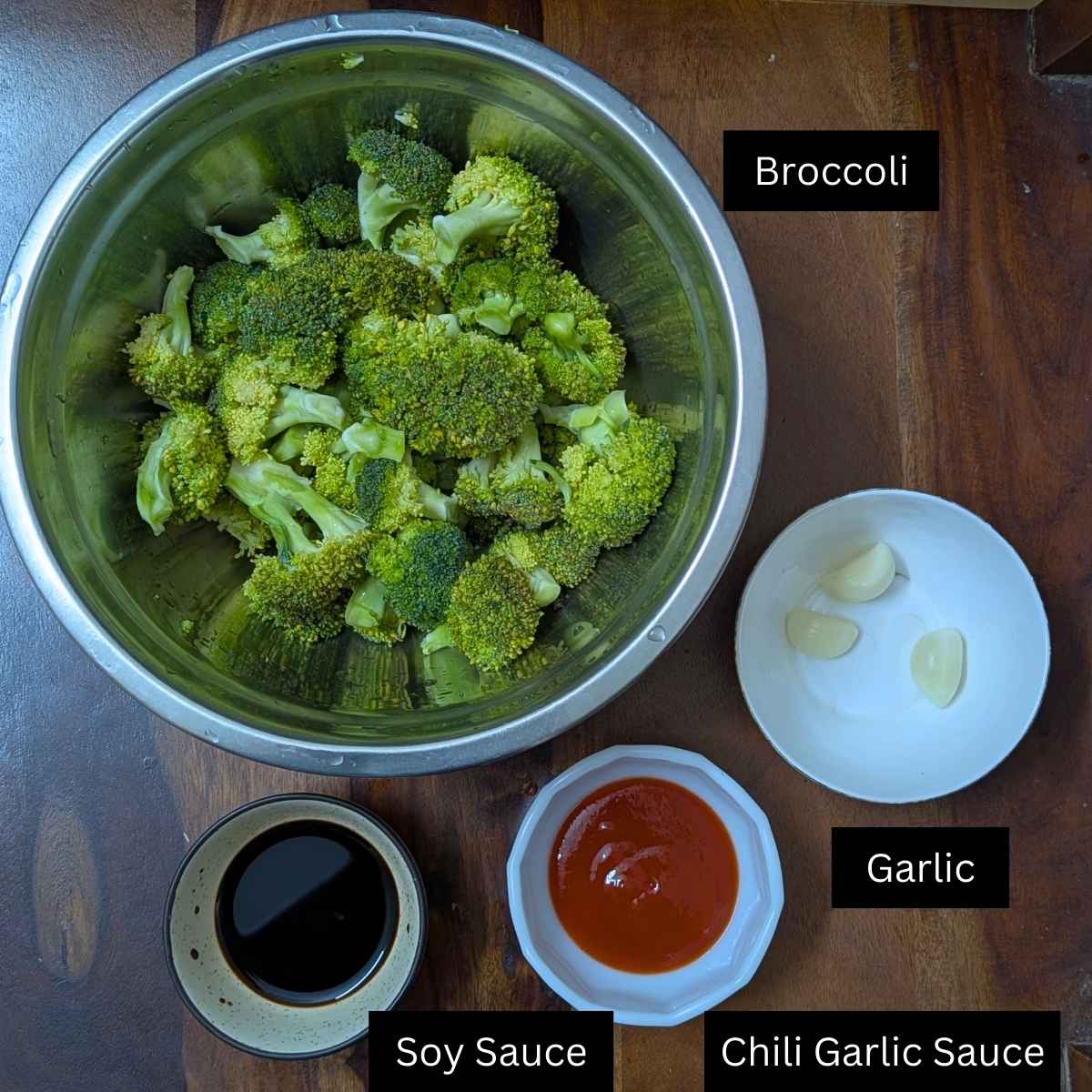 Ingredients for making broccoli stir fry